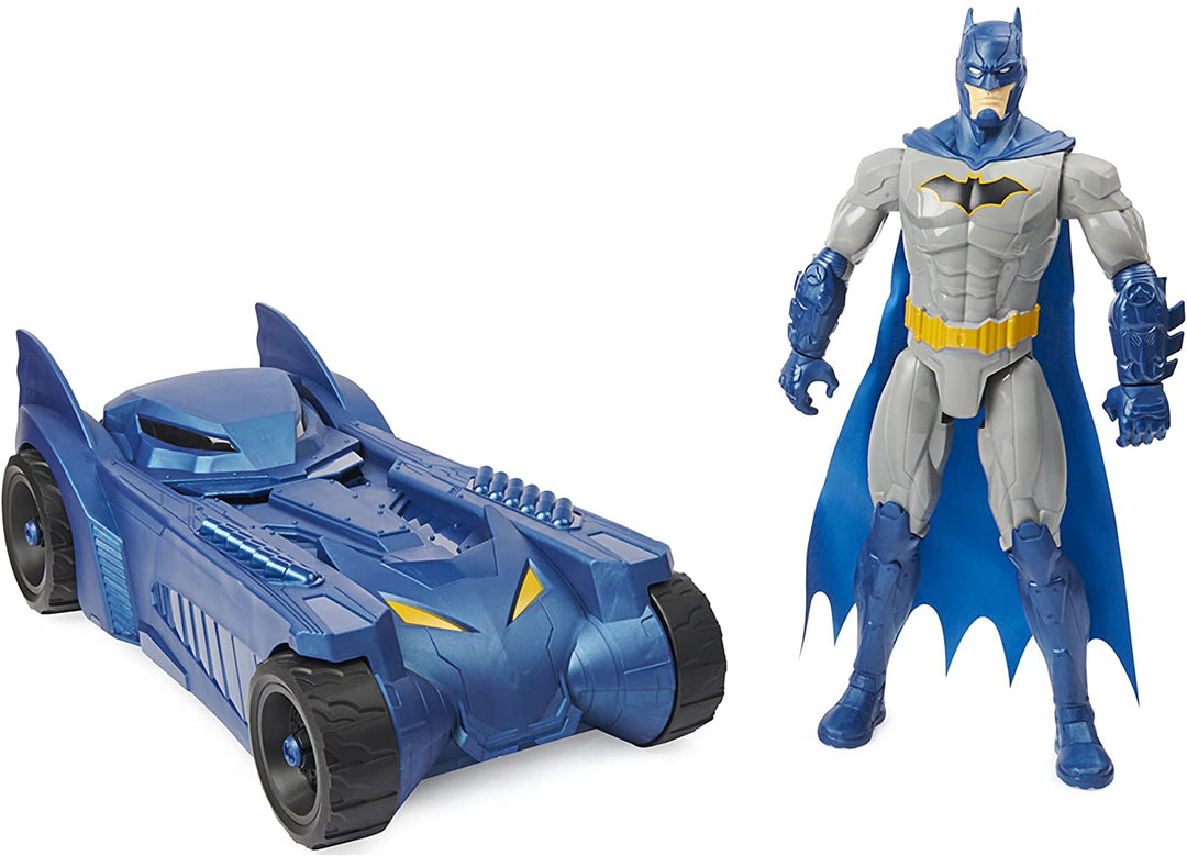 Batman 6058417 DC Comics Batmobil-Fahrzeug und bewegliche Figur 30 cm – Kinderspielzeug ab 4 Jahren