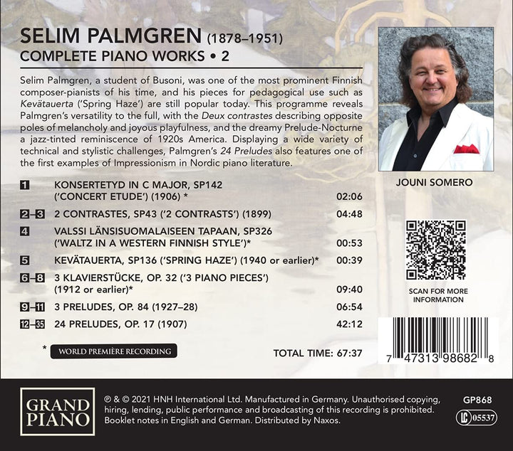 Palmgren: Klavierwerke 2 [Jouni Somero] [Grand Piano: GP868] [Audio CD]