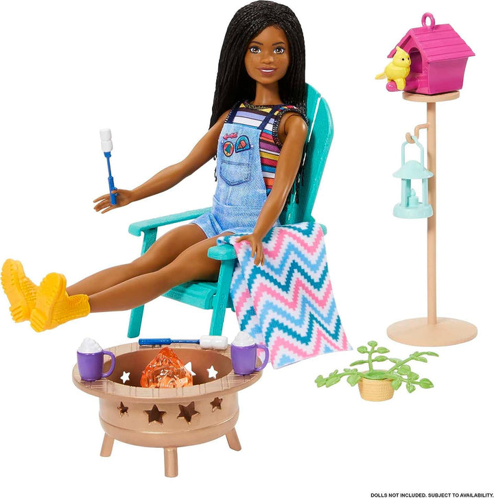 Barbie Furniture and Accessory Pack, Barbie Doll House Décor, Backyard Patio, Bonfire, Birdfeeder and Birdhouse, Kids Toys and Gifts