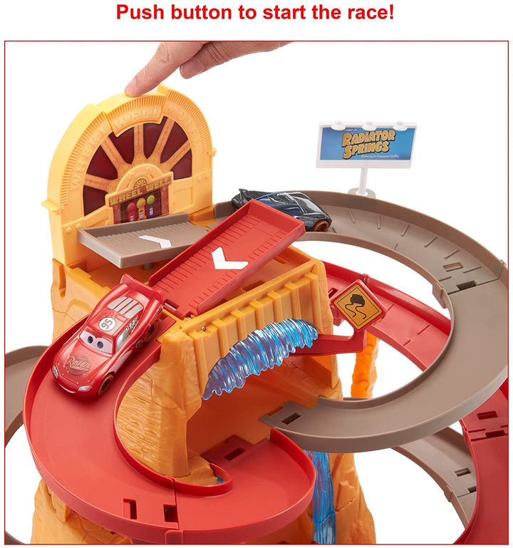 Disney and Pixar's Cars Radiator Springs Mountain Race Playset, Complete Racing Play with Two Vehicles, Gift for Cars Fans Ages 4 Years and Older