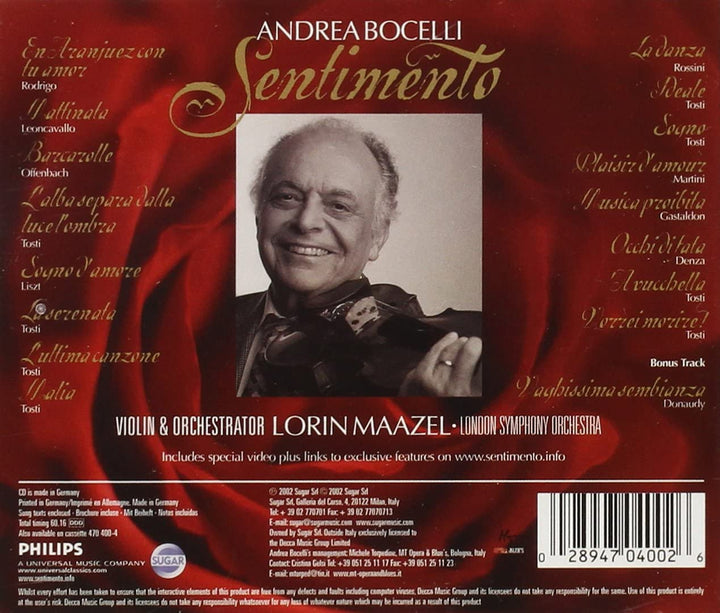 Andrea Bocelli: Sentimento [Audio CD]