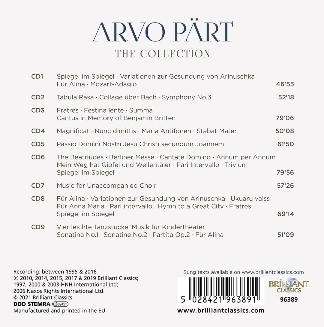 Benjamin Hudson – Arvo Part: The Collection [Audio-CD]