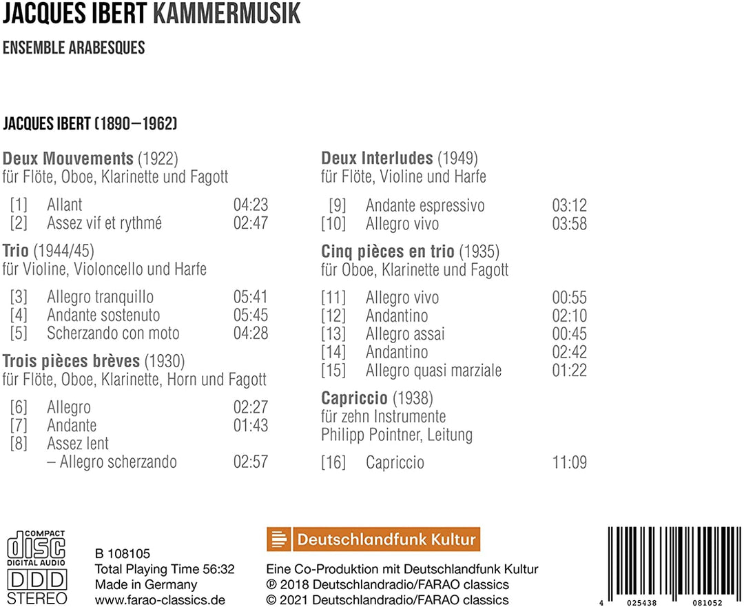 Ibert: Kammermusik [Ensemble arabesques; Philipp Pointner] [Farao Classics: B108 [Audio CD]