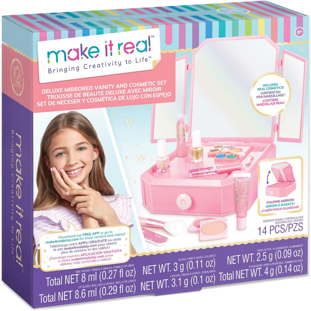 Make It Real Spiegel-Waschtisch- und Kosmetikset, Beauty-Tisch-Make-up-Set