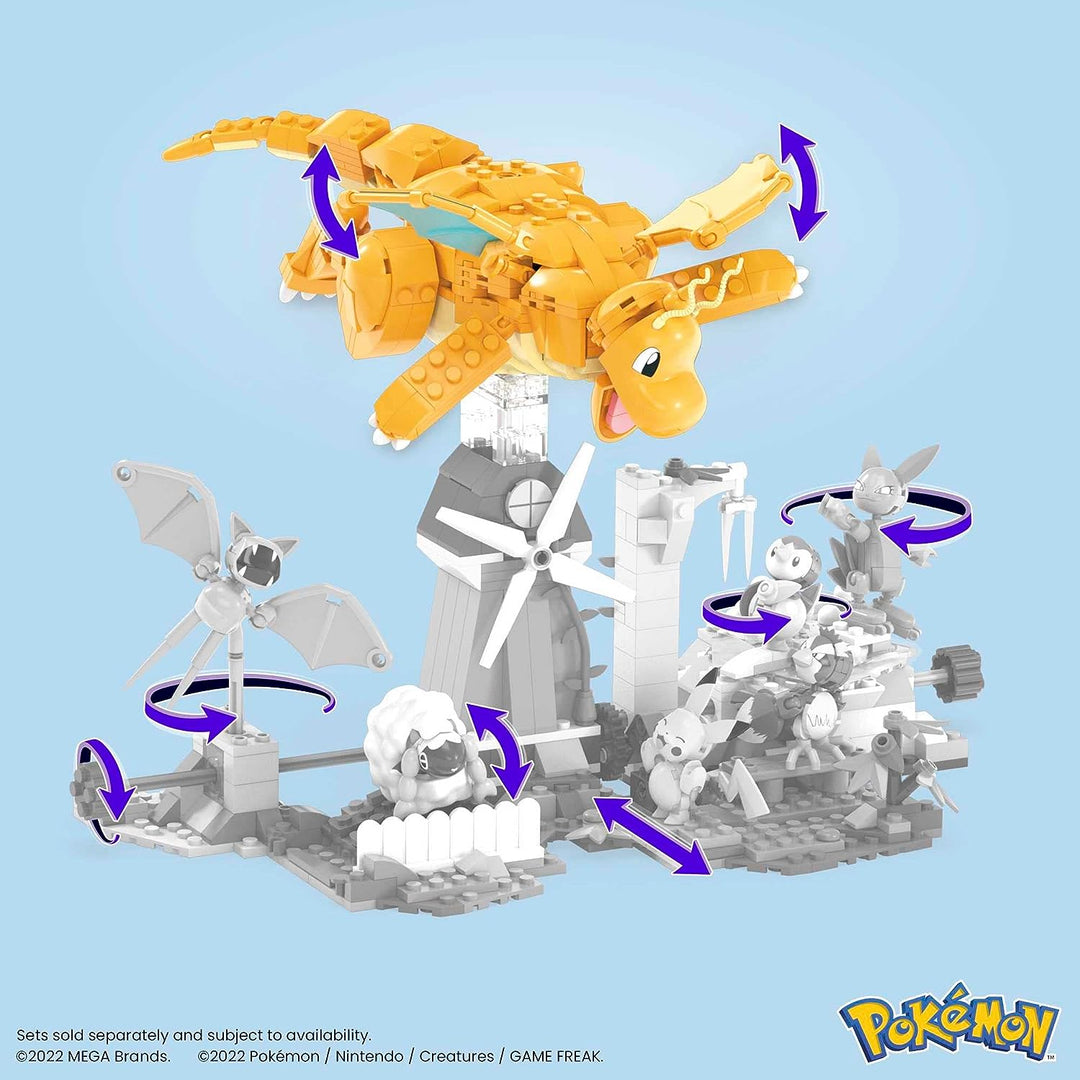 ? MEGA Pokémon Bauspielzeug für Kinder, baubares und bewegliches Dragonite im großen Maßstab F