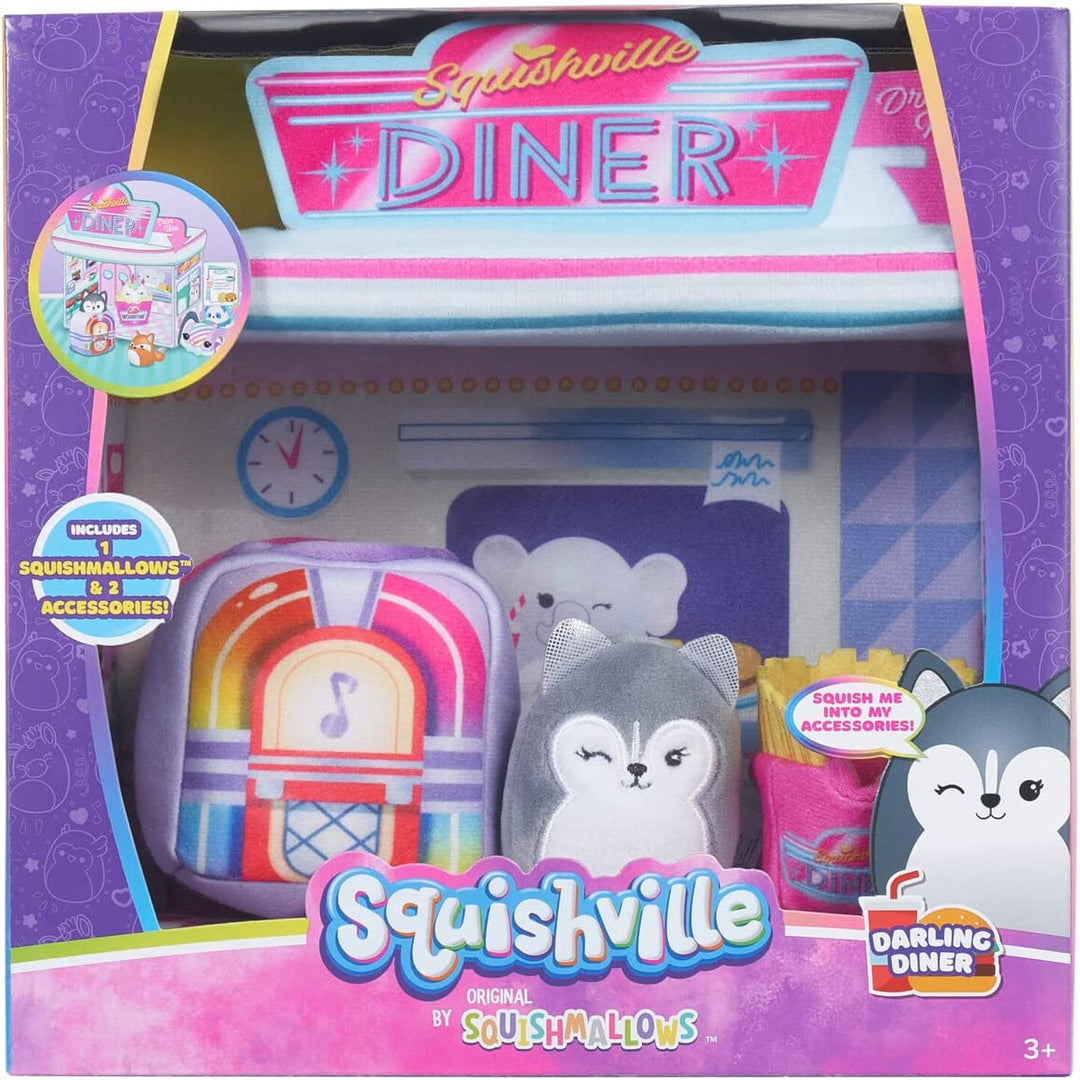 Squishville SQM0323 Deluxe Diner Playscene – inklusive 2-Zoll-Plüschzubehör – Spielzeug