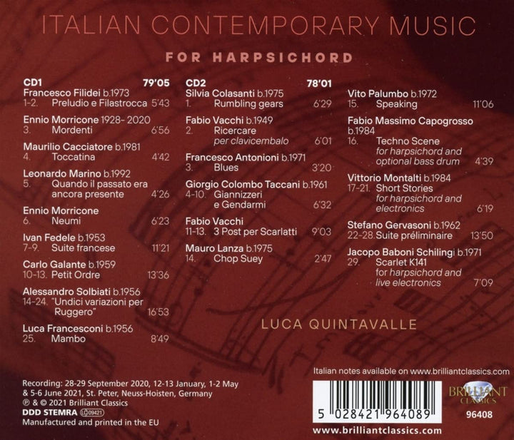 Italian Contemporary Music for Harpsichord [Audio CD]