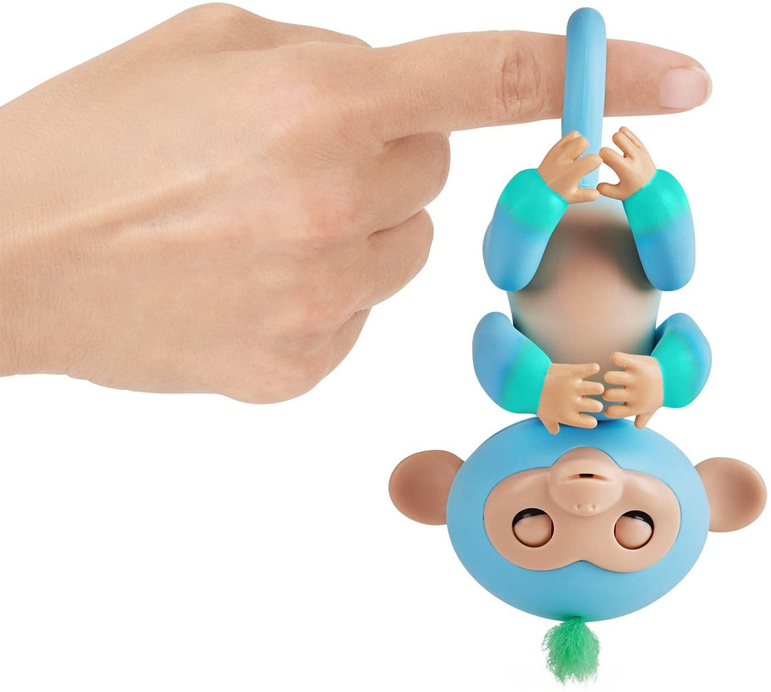 Fingerlings 2 Kleuren Aapje - Charlie (Blauw met Groene accenten) - Interactieve Baby Pet