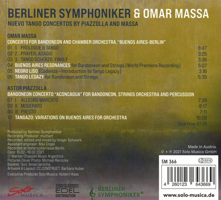 Nuevo Tango Concertos [Berliner Symphoniker; Omar Massa] [Solo Musica: SM366] [Audio CD]