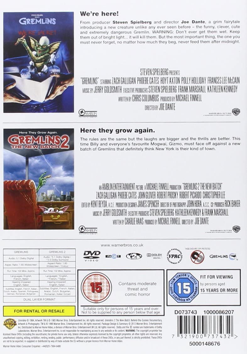 Gremlins/Gremlins 2 - The New Batch [2 Film] [2005] - Horror/Comedy [DVD]