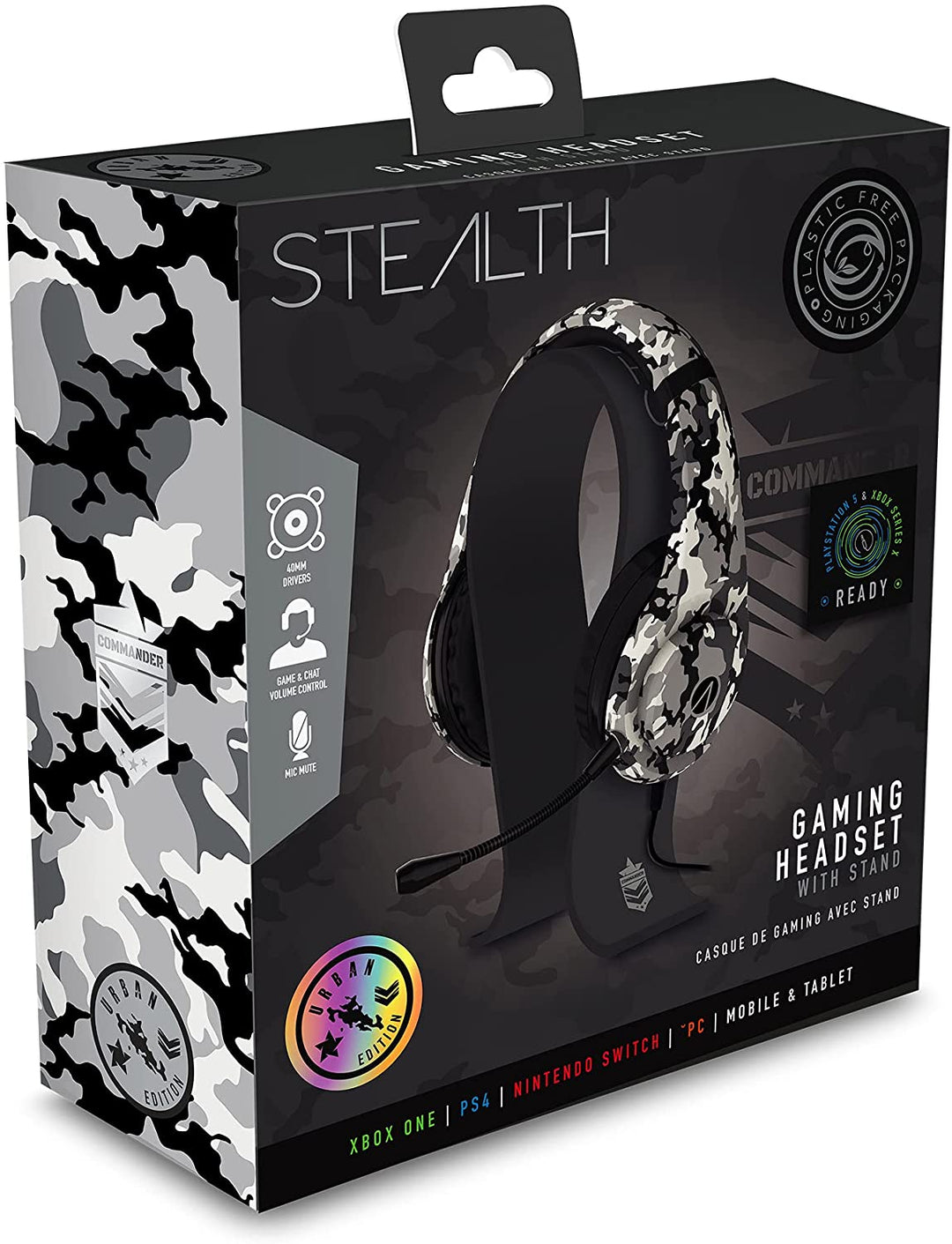 Stealth COMMANDER Gaming-Headset mit Ständer für XBOX, PS4/PS5, Switch, PC – URBAN Edition (PS4)