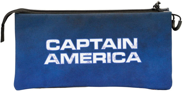 Captain America Full-Fan Dreifach-Federmäppchen, blau