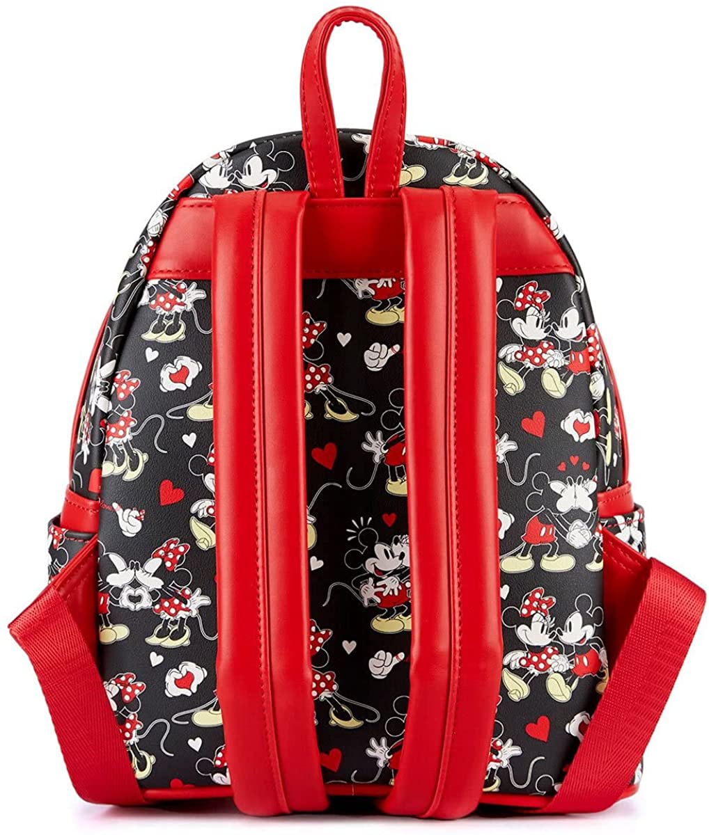 Loungefly Disney Mickey &amp; Minnie Mouse Mini-Rucksack mit Herzhänden