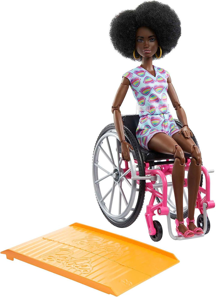 ?Barbie-Puppe mit Rollstuhl und Rampe, Kinderspielzeug, Barbie Fashionistas, Curly Bla