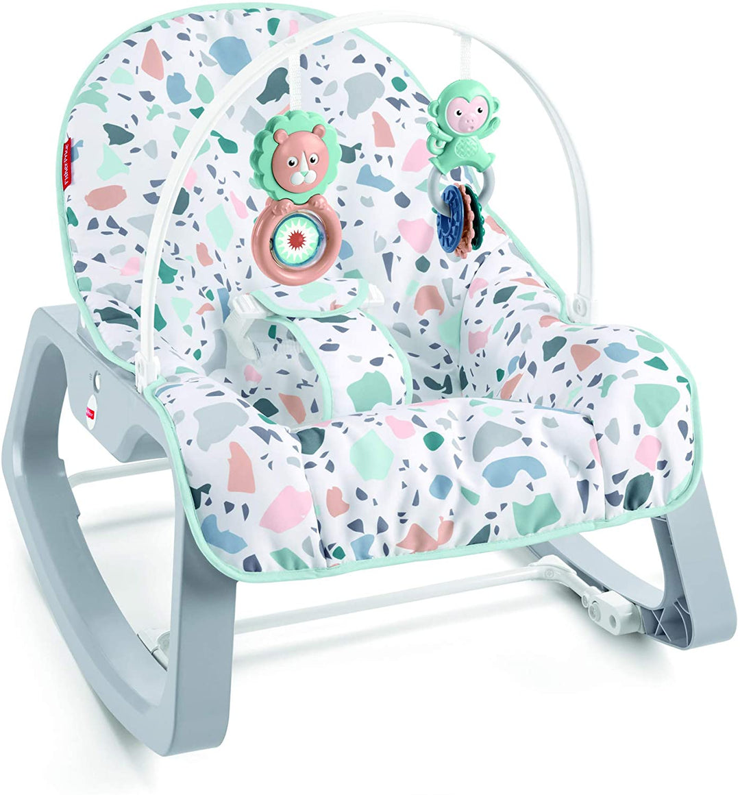 Fisher-Price GNP99 Dondolo da neonato a bambino, multicolore con Duracell Ultra