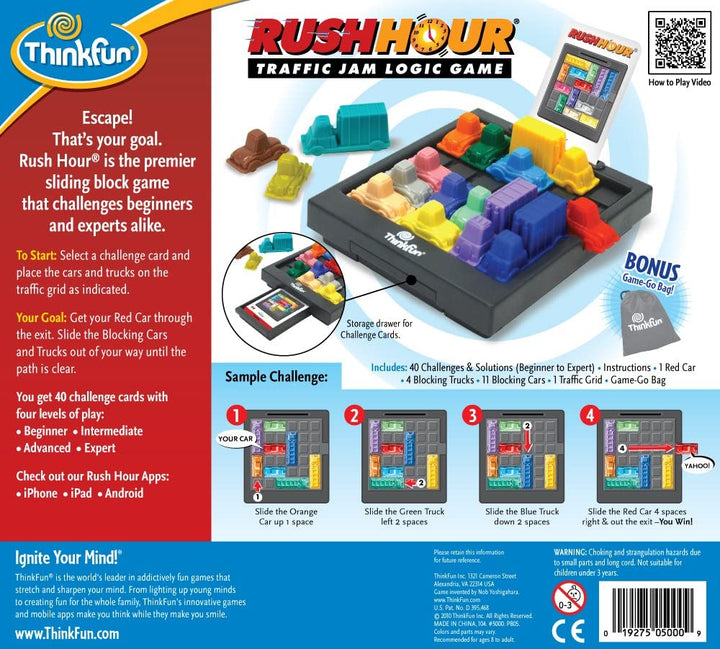 Thinkfun Rush Hour – Verkehrsstau-Logik-, Denk- und Herausforderungsspiel – MINT-Spielzeug für Jungen und Mädchen ab 8 Jahren