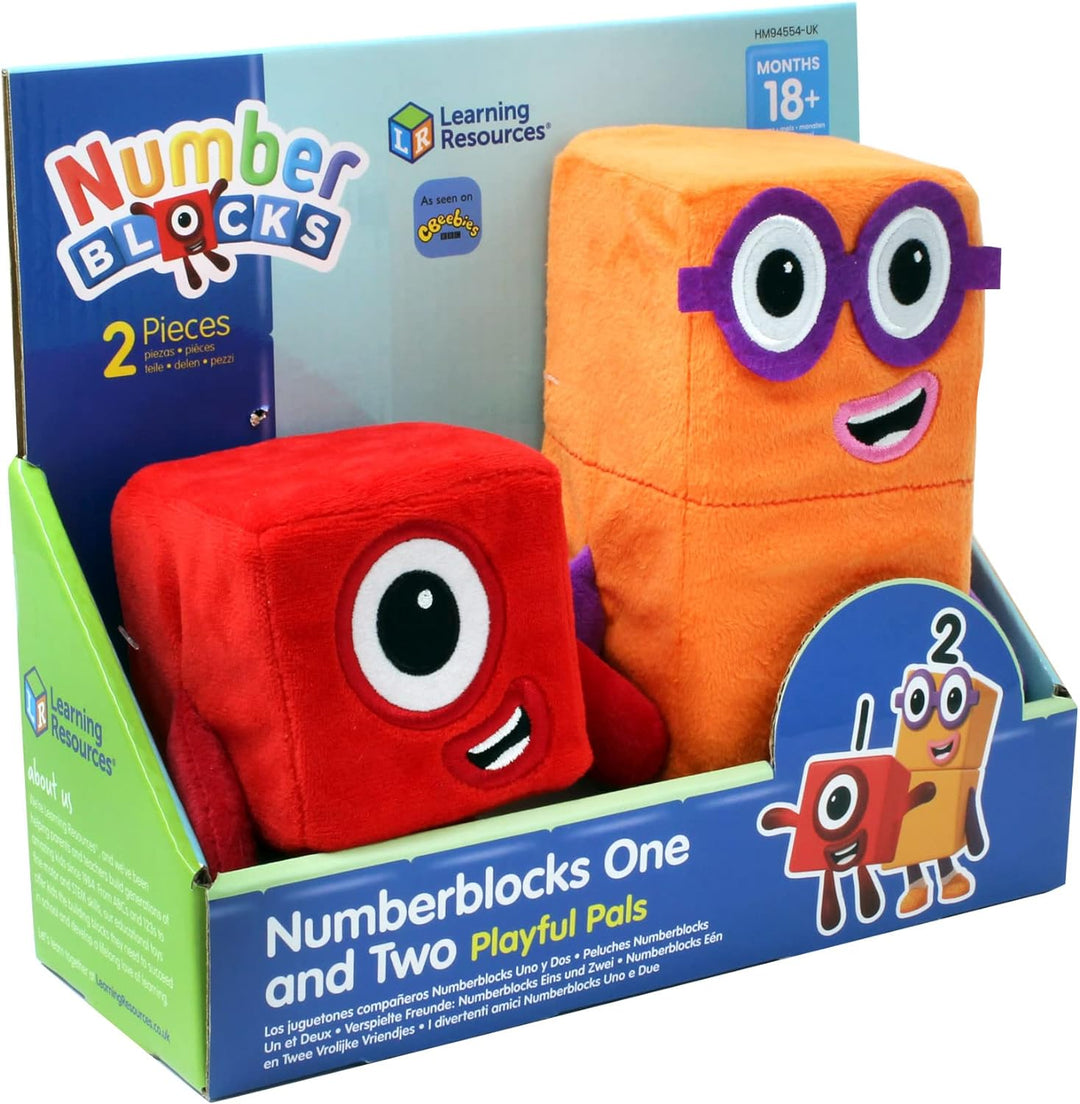 Learning Resources HM94554-UK One and Two Playful Pals, Numberblocks Plush Squishy Soft Tactile Toys