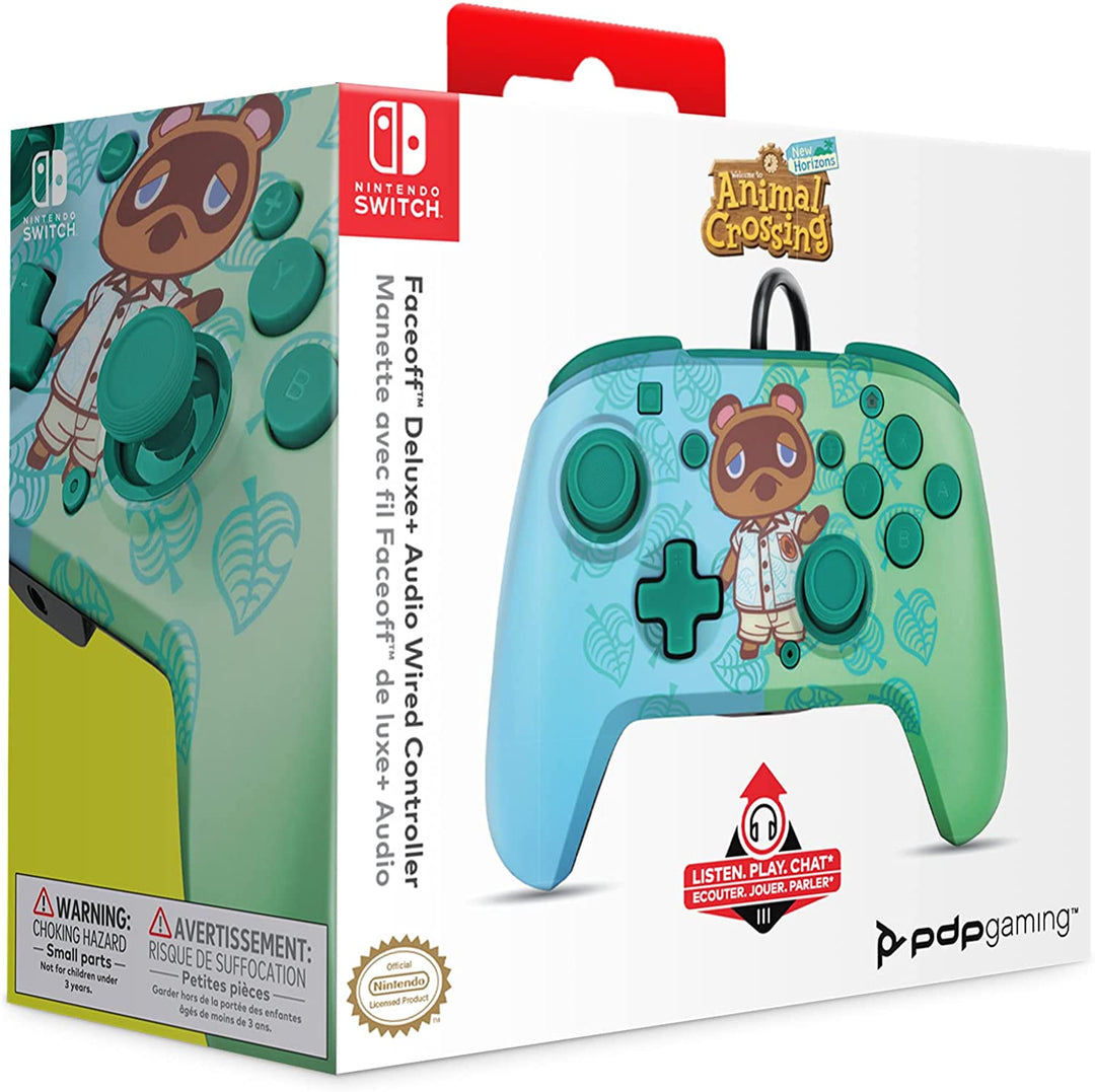 PDP Nintendo Switch Faceoff Deluxe+ Audio Wired Controller Animal Crossing (Nint