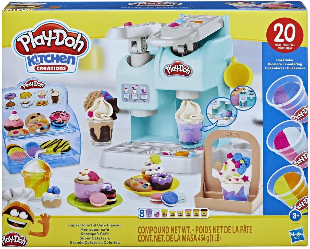 Play-Doh Kitchen Creations Super Colourful Cafe Play Food Coffee Toy with 20 Accessories