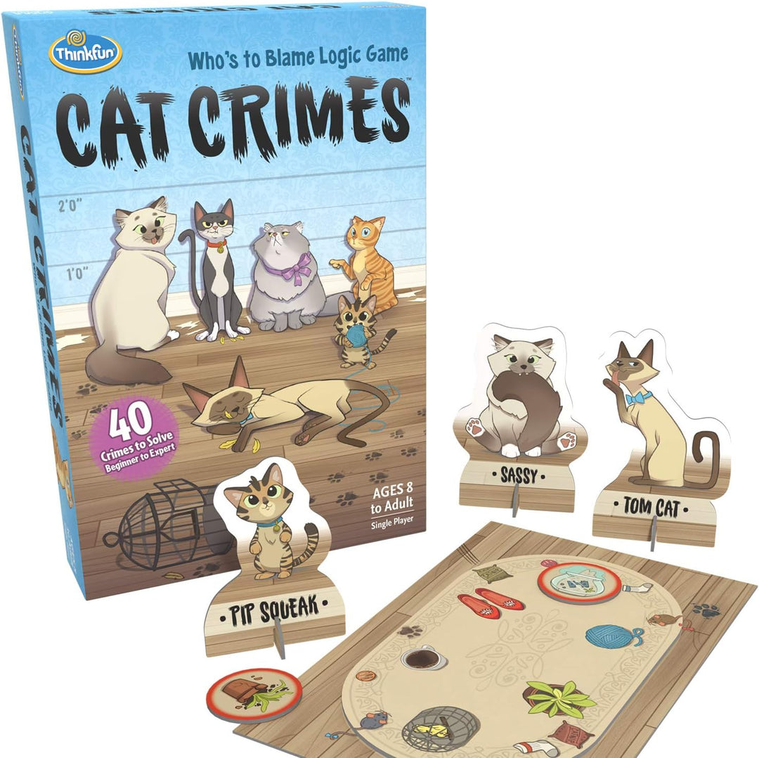 Thinkfun Cat Crimes Who's to Blame Logik-Herausforderungsspiel für Kinder ab 8 Jahren – Denksportaufgabe