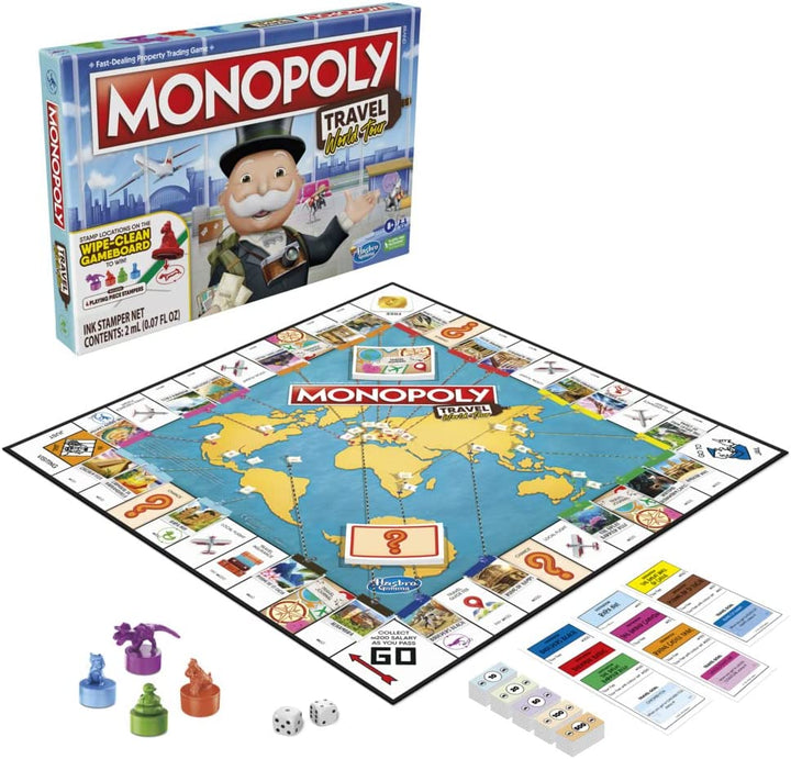 Hasbro Gaming Monopoly Travel World Tour Board Game for Families and Kids Ages 8
