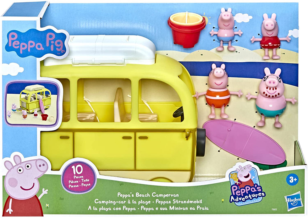 Peppa Pig Peppa’s Adventures Peppa’s Beach Campervan Vehicle Preschool Toy: 10 P