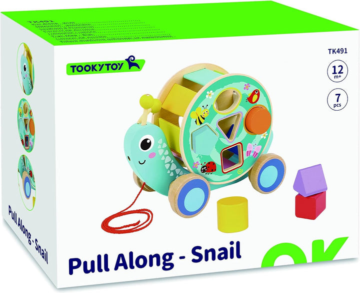 Tooky Toy TK491 Wooden Pull Along-Snail