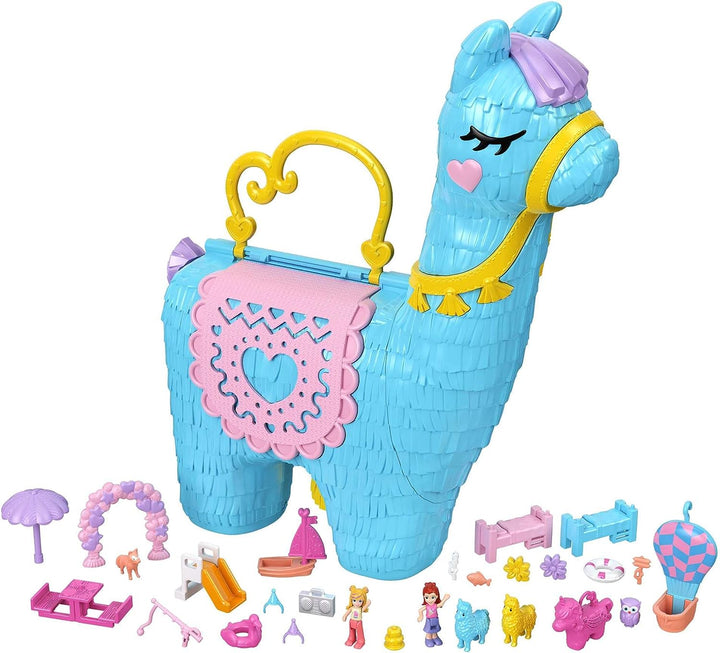 Polly Pocket Pyjama Party Llama Party Large Compact, 25+ Überraschungen (einschließlich 2 M