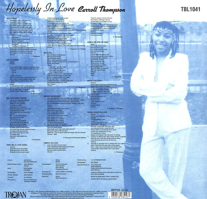 Carroll Thompson - Hopelessly In Love (40th Anniversary Edition - 2021 Remaster) (Limited Blue Colour Vinyl) [Vinyl]