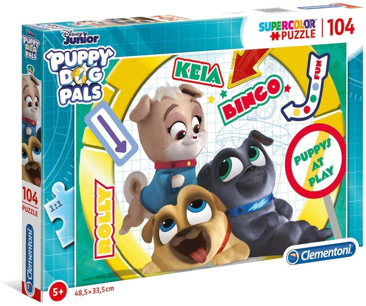 Clementoni – 27147 – Supercolor-Puzzle – Puppy Dog Pals – 104 Teile – Hergestellt in Italien – Puzzle für Kinder ab 6 Jahren