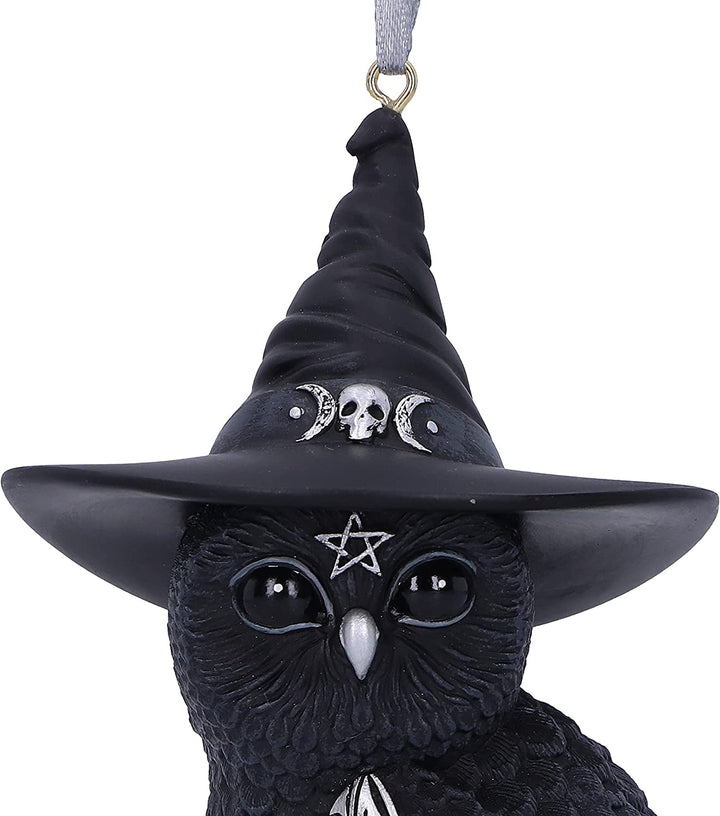 Nemesis Now Owlocen Schwarze Hexe-Eule zum Aufhängen, dekoratives Ornament, 12 cm