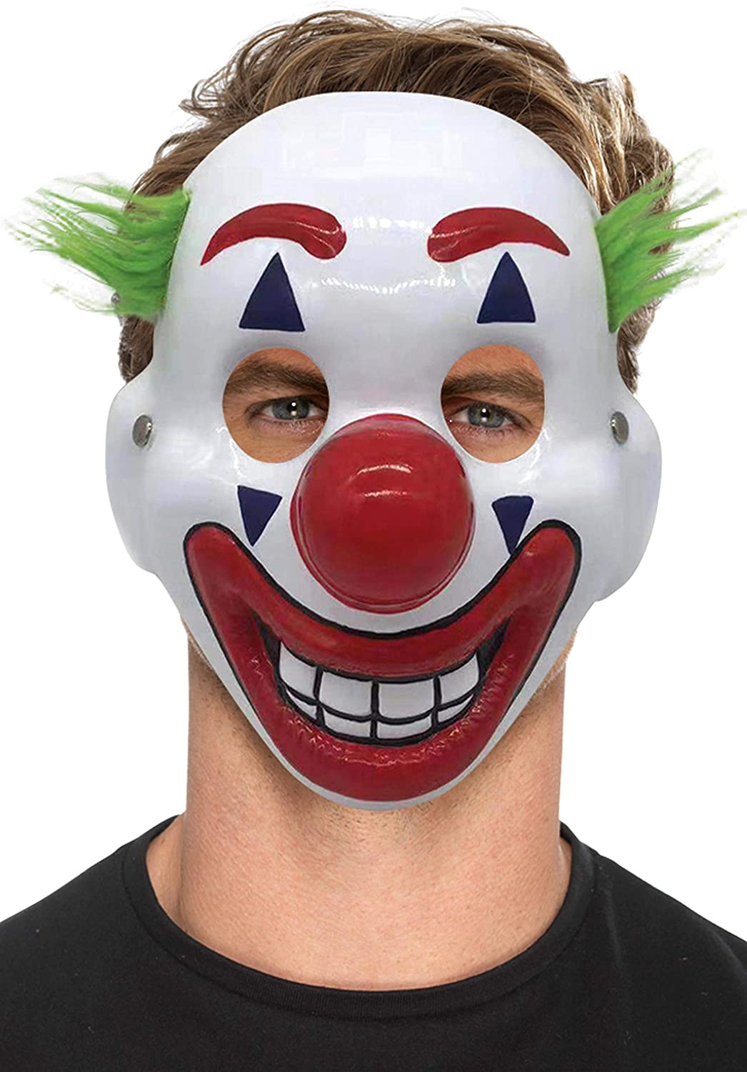 Smiffys 50026 Clown-Maske aus PVC, mit Haaren und Gummiband, Unisex-Erwachsene, Blau, Einheitsgröße