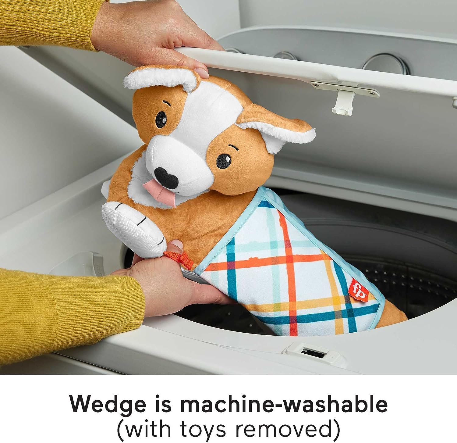 Fisher-Price 3-in-1 Puppy Tummy Time Wedge - Plush Support with Rattle, Teether & Mirror