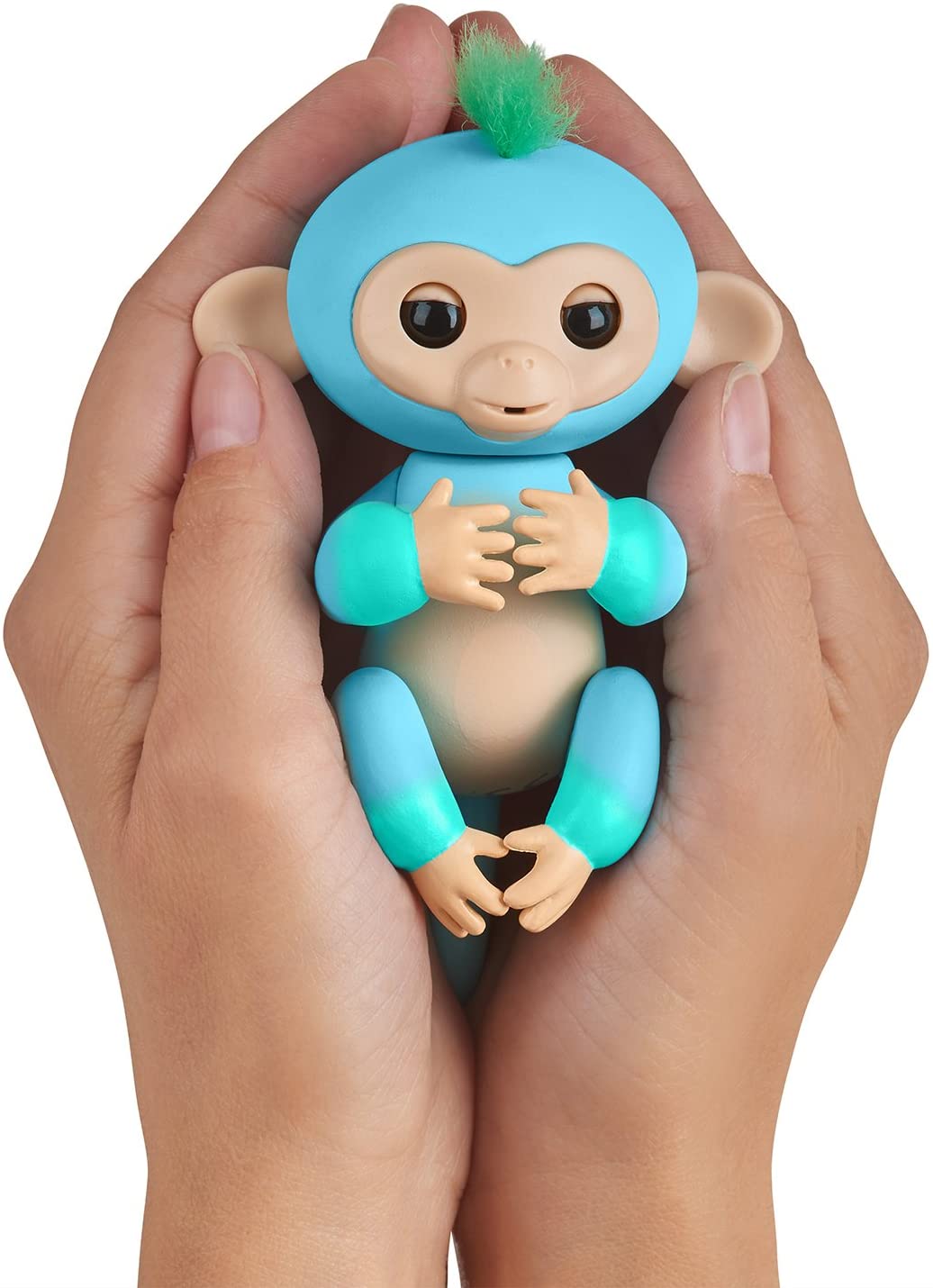 Fingerlings 2 Tone Monkey - Charlie (Blue with Green accents) - Animal de compagnie interactif pour bébé