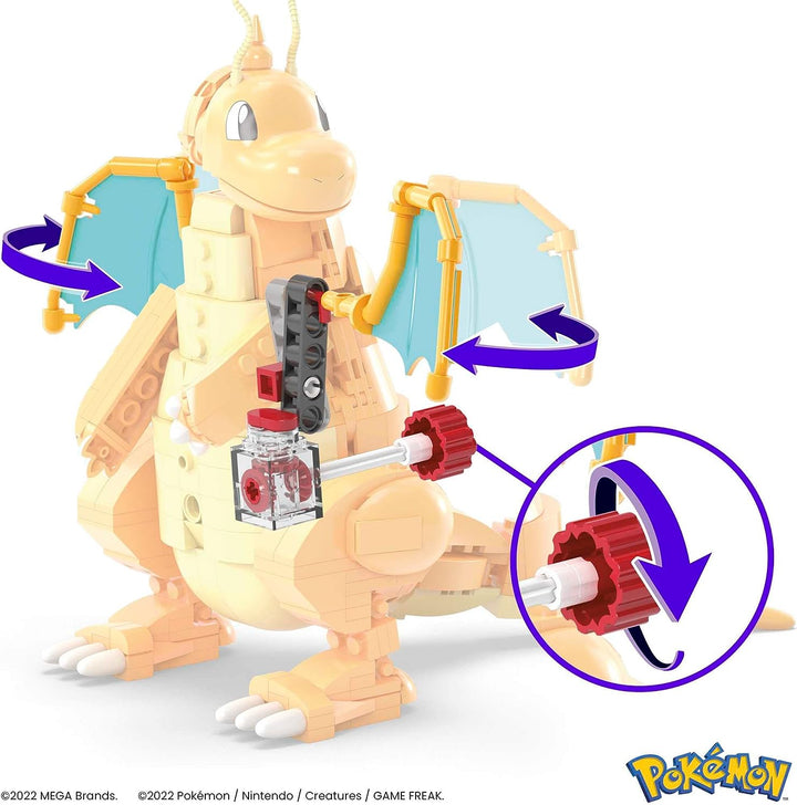 ? MEGA Pokémon Bauspielzeug für Kinder, baubares und bewegliches Dragonite im großen Maßstab F
