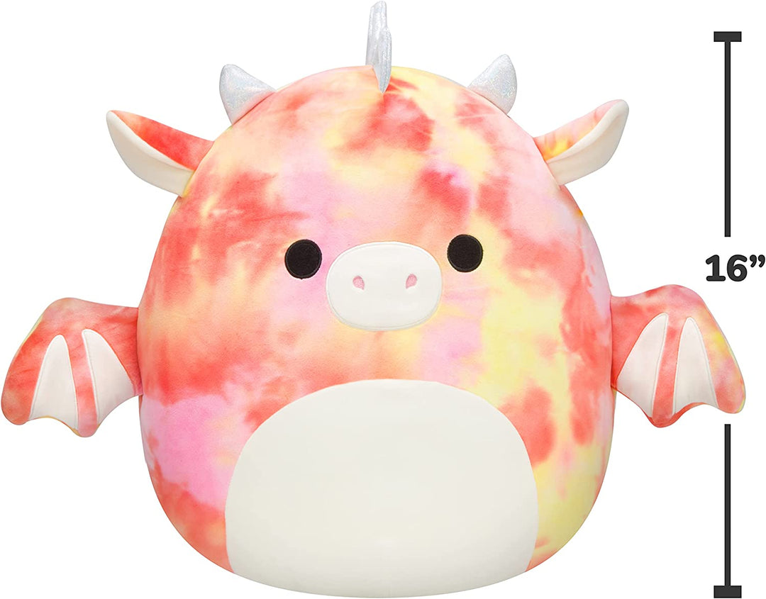 Squishmallows SQJW22-16RD-11-V 16" Red Tie-Dye Dragon-Add Mina-Mae to Your Squad