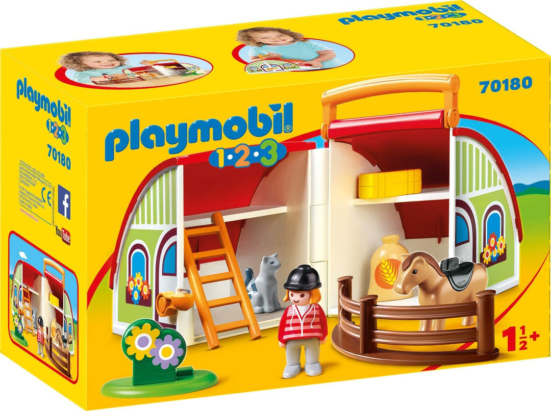 Playmobil 70180 1.2.3 Mein Mitnahmebauernhof für Kinder ab 18 Monate