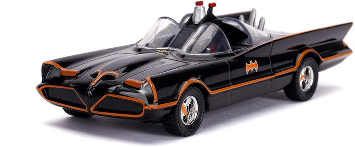Jada 253213002 1966 Classic Batmobile Toy Car Die-Cast Includes Batman Figure 1:32 Scale Black, One Size