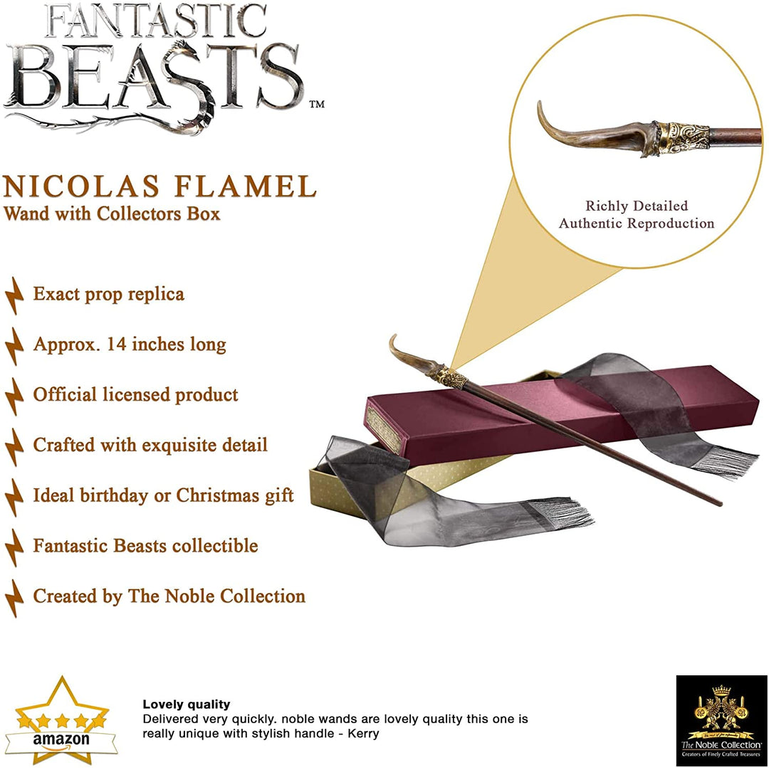 The Noble Collection Nicolas Flamel Wand in Collectors Box 14 inch Nicolas Flamel Wand With Collectors Wand Box - Fantastic Beasts Film Set Movie Props Wands