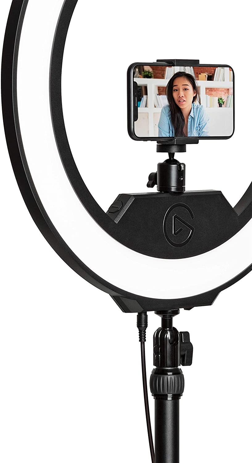 Elgato 10LAC9901 Ring Light - Premium 2500 lumens Light with desk clamp and ball mount, Temperature and Brightness app-adjustable on Mac, PC, iOS, Android, Black