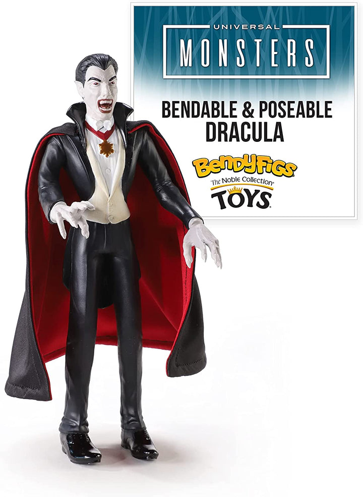 The Noble Collection Bendyfigs Dracula, offiziell lizenziertes, biegbares Dracula-Spielzeug, 19 cm, bewegliche, sammelbare Puppenfiguren mit Ständer – für Kinder und Erwachsene