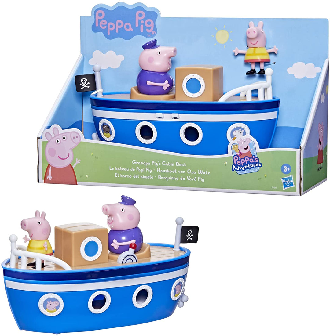 Peppa Wutz Opa Wutz's Kabinenboot-Vorschulspielzeug: 1 Figur, abnehmbares Deck, Rolle