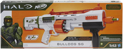 Nerf Halo Bulldog SG Dart Blaster 10; Rotating 10-Dart Drum, Tactical Rails and Skin Unlock Code