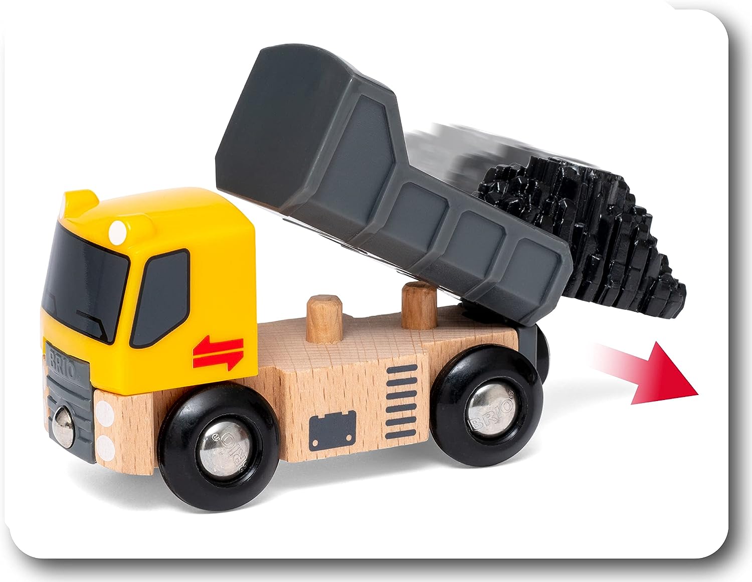 BRIO 33658 Construction Vehicles Train Set - 5-Piece Wooden Toy Truck Set for Kids 6