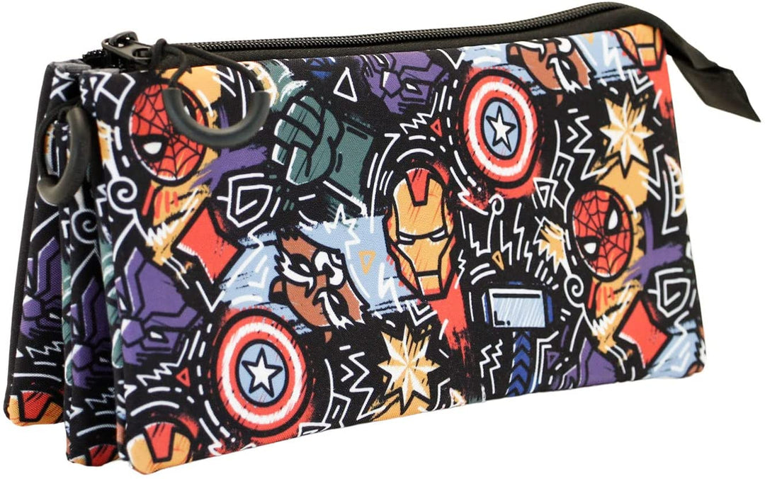 The Avengers Fun-Fan Triple Pencil Case, Black