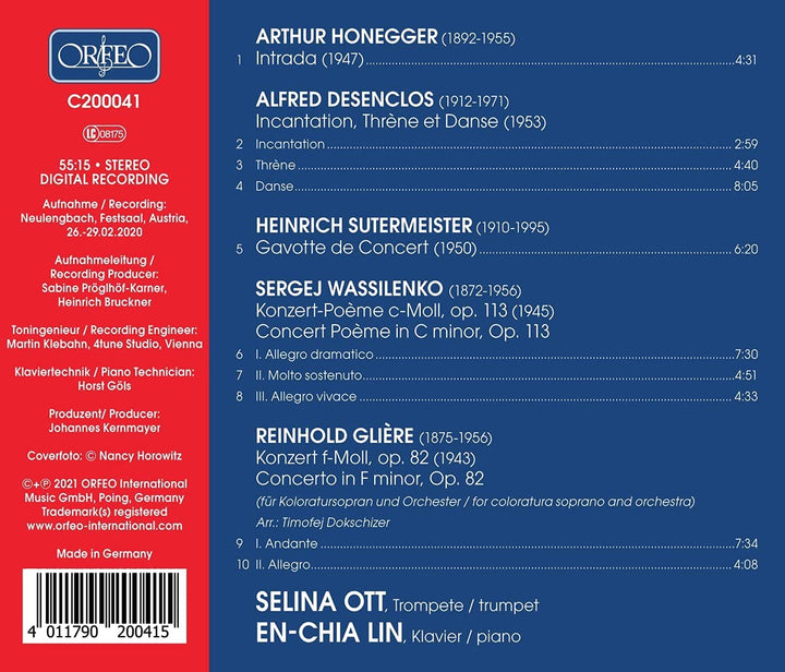 Selina Ott - Works For Trumpet And Piano [Selina Ott; En-Chia Lin] [Orfeo: C200041][Audio CD]