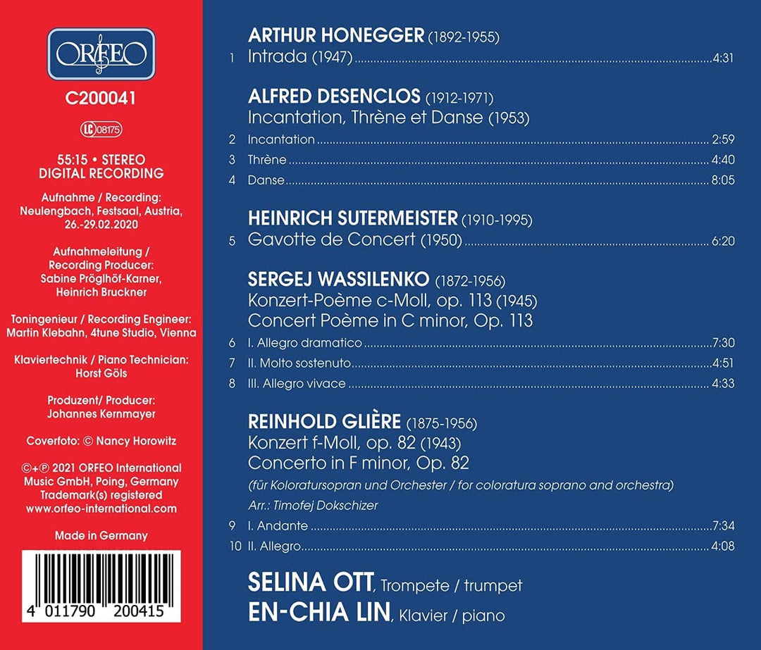 Selina Ott – Werke für Trompete und Klavier [Selina Ott; En-Chia Lin] [Orfeo: C200041][Audio CD]