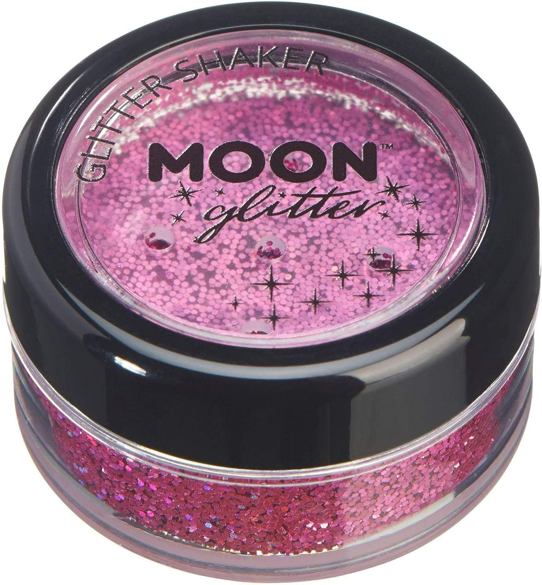 Holografische Glitzerstreuer von Moon Glitter – Pink – kosmetischer Festival-Make-up-Glitzer für Gesicht, Körper, Nägel, Haare, Lippen – 5 g
