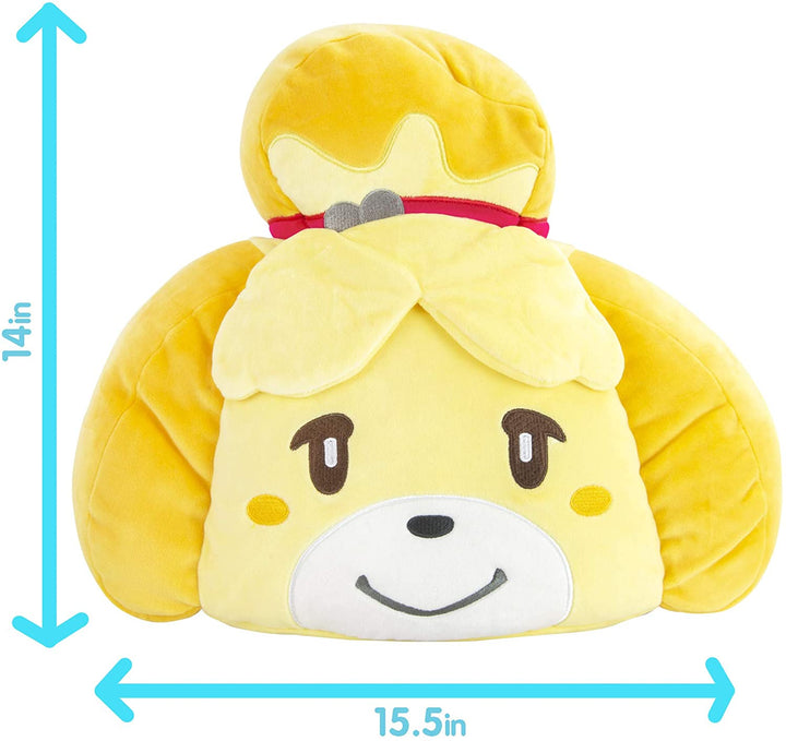 Club Mocchi Mocchi T12765 Mocchi Mega Isabelle Plüsch 40 cm, Nintendo Merchandise, Schlafzimmerzubehör, Animal Crossing Stofftier für Jungen und Mädchen, Kuschelkissen, geeignet ab 3 Jahren