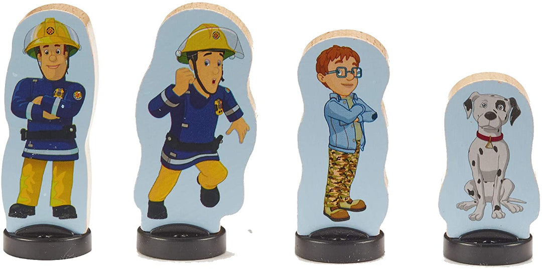 Fireman Sam 07323 Wooden 4 Pack of Two-Sided Figures Quality, Durable FSC Sustainable Wood, eco-Friendly pre-School Toy for Toddlers